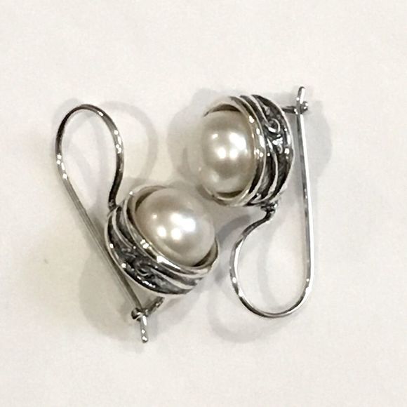 SILPADA Modern Fairytale Sterling Silver Pearl Drop Earrings - Picture 10 of 14